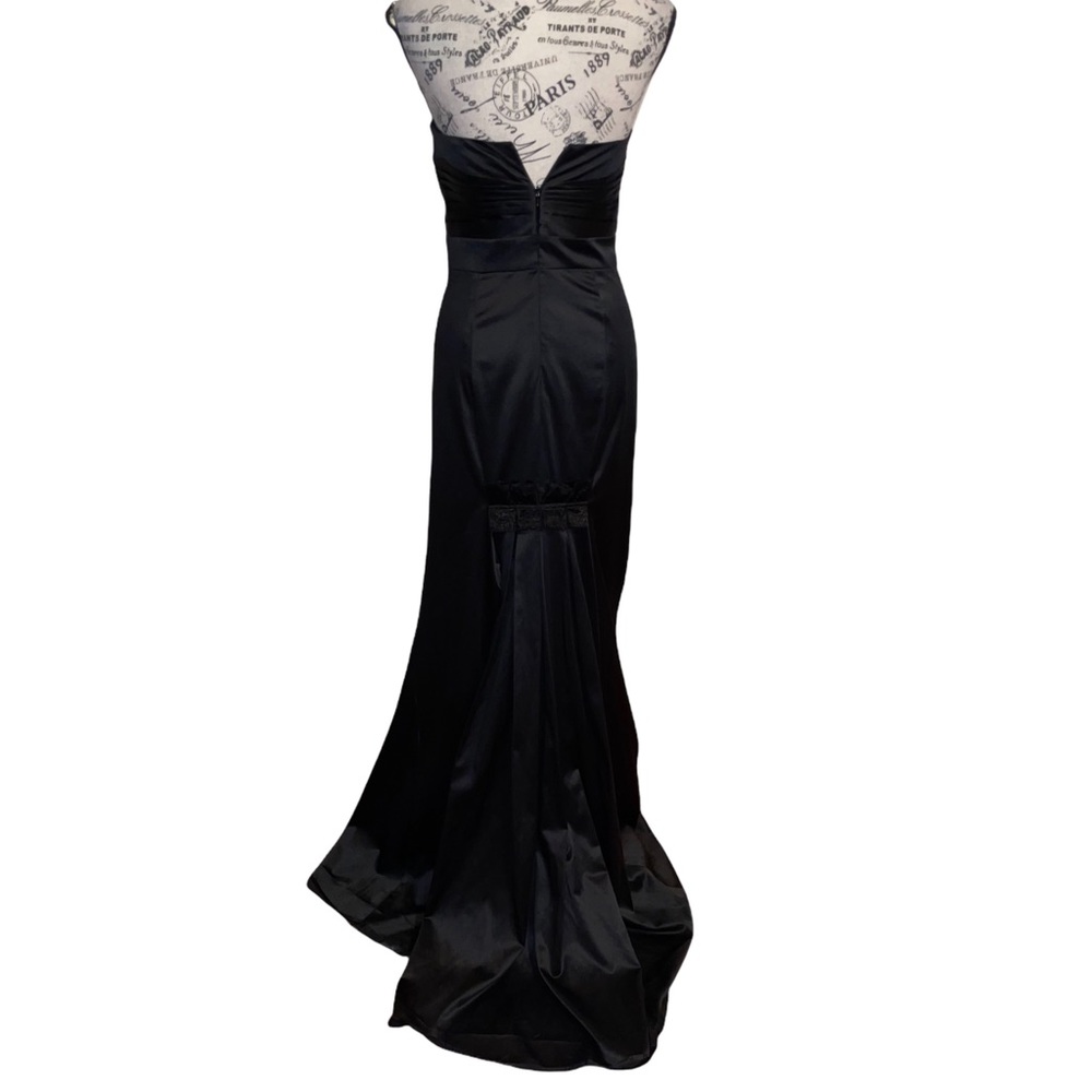 BCBGeneration Satin Black Dress Prom Black Tie Size 2 - Picture 5 of 15